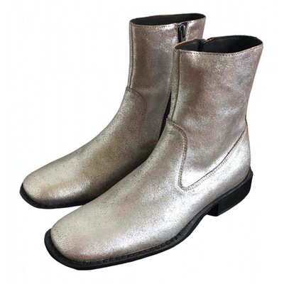 Pre-owned Ann Demeulemeester Silver Leather Ankle Boots