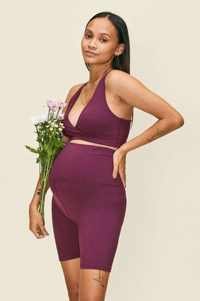Girlfriend Collective Plum Seamless Maternity Bike Short In Red