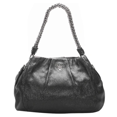 Pre-owned Prada Black Leather Chain Shoulder Bag