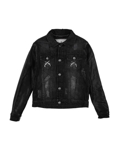 Philipp Plein Kids' Denim Jacket In Black