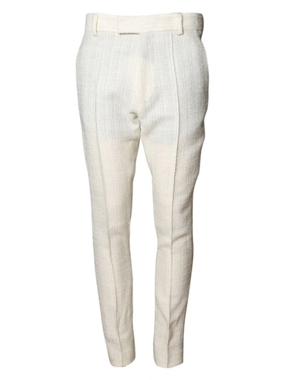 Amiri Ivory Cropped Skinny Boucle Track Pants In White