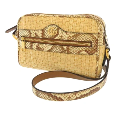 Gucci Straw Ophidia Crossbody Bag In Yellow
