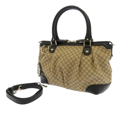 Gucci Diamante Sukey Canvas Satchel In Brown