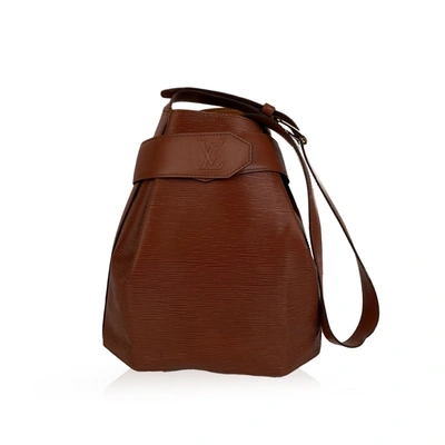 Pre-owned Louis Vuitton Vintage Tan Epi Leather Sac D'epaule Bucket Shoulder Bag In Brown