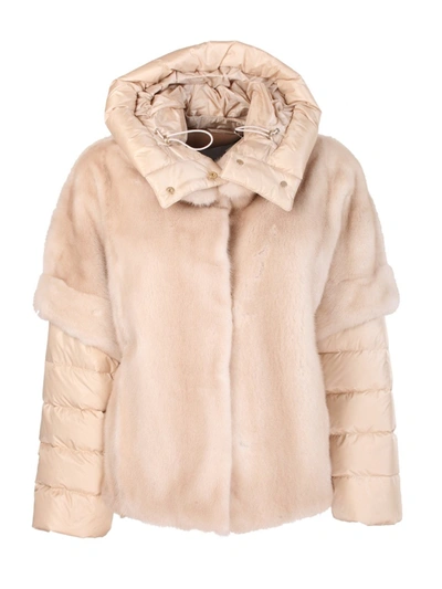 Violanti Beige Fur Outerwear Jacket In Neutrals