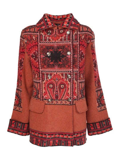 Etro Paisley Pattern Wool Coat Red