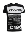 DSQUARED2 BLACK COTTON T-SHIRT,5C2E882D-4820-43FC-B6FC-A4DC281BA862