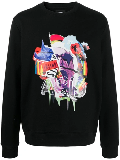 Les Hommes Graphic-print Cotton Sweatshirt In Black