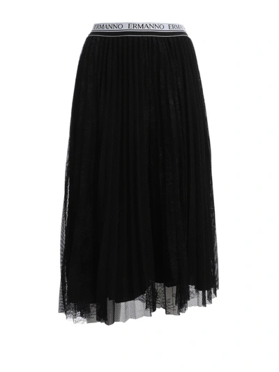 Ermanno Scervino Black Polyester Skirt