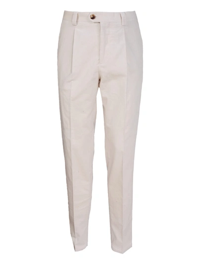 Brunello Cucinelli Velvet Pleated Pants In White