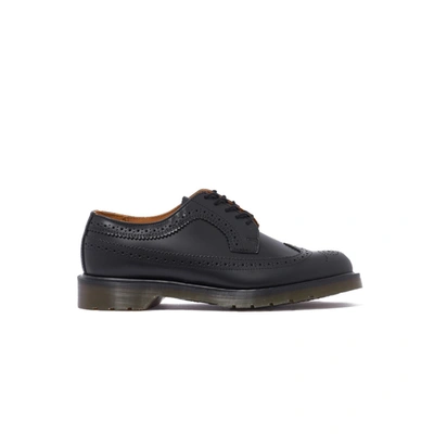 Dr. Martens' Leather Lace Up Shoes With Rubber Sole In Black