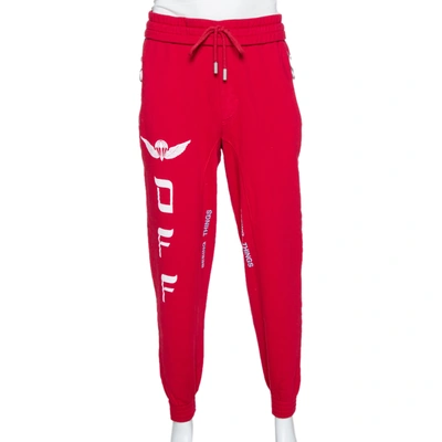 Pre-owned Off-white Red Parachute Print Cotton Jogging Trousers M