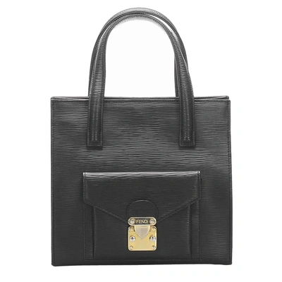 Pre-owned Fendi Black Leather Top Handle Bag