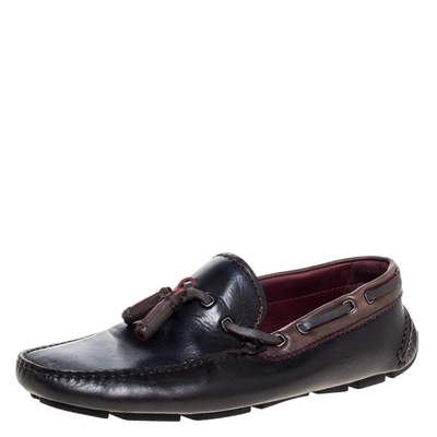 Pre-owned Berluti Black Leather Tassel Slip On Loafers Size 41.5