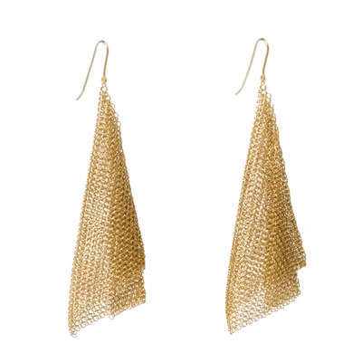 Pre-owned Tiffany & Co Elsa Peretti Mesh Scarf 18k Yellow Gold Long Hook Earrings
