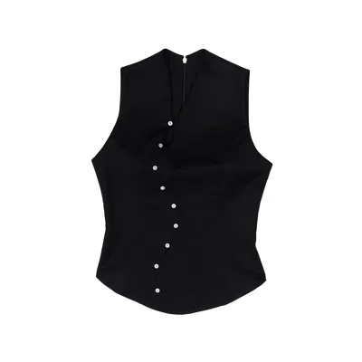 28natelier Women's Black Feeling Wavy Top