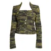 28natelier Women's Black / Green The Buttoned Jacket In Green
