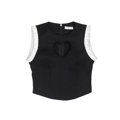 28natelier Women's Black / White I Heart Me Top