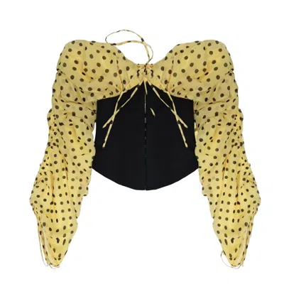 28natelier Women's Black / Yellow Polka Dot Corset