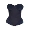 28natelier Women's Blue / Black The Teddy Corset In Blue