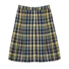 28natelier Women's Blue Plaid Pleated Skirt