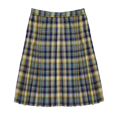28natelier Women's Blue Plaid Pleated Skirt