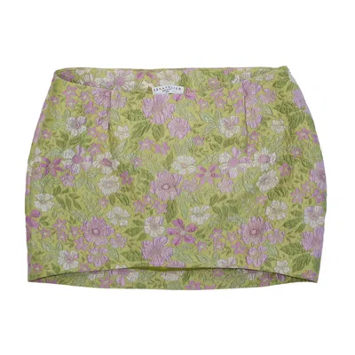 28natelier Women's Green / Pink The Garden Skirt In Green/pink