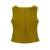 28natelier Women's Yellow Mustard Button Up Top In Yellow