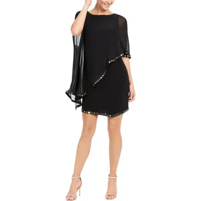 28th & Park Womens Cape Embellished Sheath Dress In Black