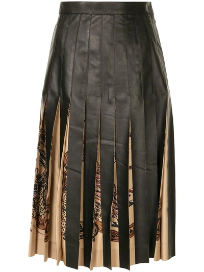 Ferragamo Rope Print Detail Pleated Skirt In Black