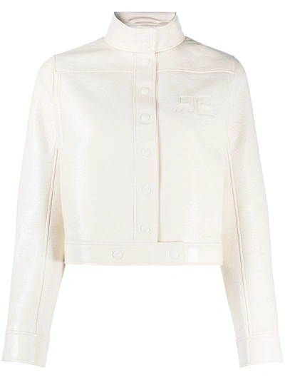 Courrèges Leather-effect Cropped Jacket In White