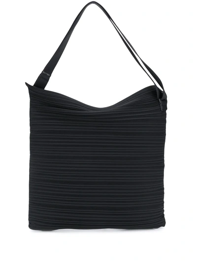 Issey Miyake Pleated Shoulder Bag In Black