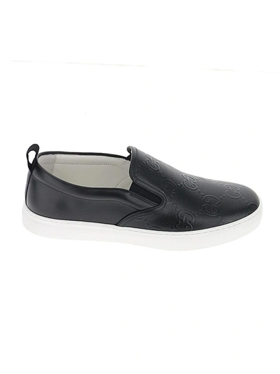 Gucci Dublin Gg Perforated-leather Slip-on Trainers In Black And White