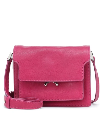 Marni Soft Trunk Small Leather Shoulder Bag In Pink