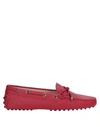TOD'S TOD'S WOMAN LOAFERS RED SIZE 8 SOFT LEATHER