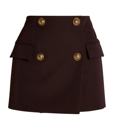 Balmain Button-detail Mini Skirt In 8kh Marron