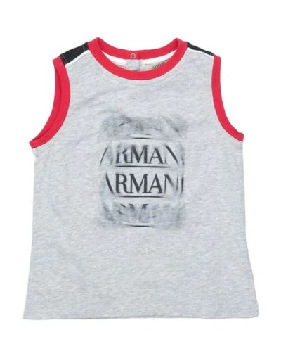 Armani Junior Babies' T-shirts In Light Grey