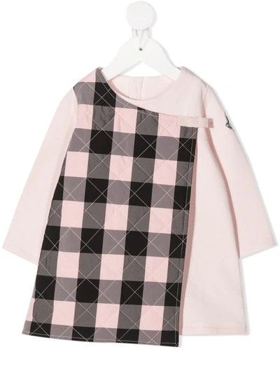 Moncler Babies' Check Print Wrap Dress In Pink