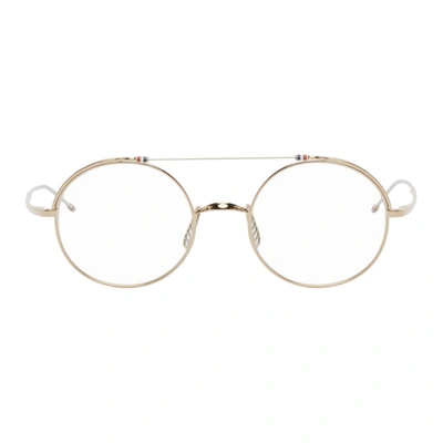 Thom Browne Gold Tb910 Glasses In Whitegld