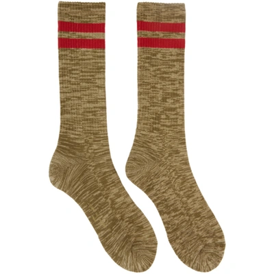 Comme Des Garçons Homme Deux Comme Des Garcons Homme Khaki And Beige Paralleled Socks In 2 Beig/khak