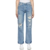 Re/done 90s High-rise Relaxed Distressed Straight-leg Jeans In Blue