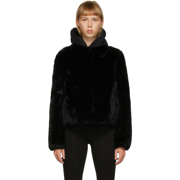 Yves Salomon - Meteo Black Fur Crop Jacket In C99 Noir | ModeSens
