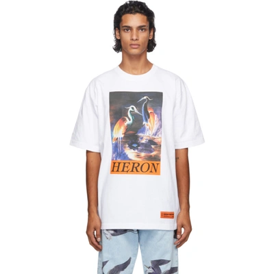 Heron Preston Over Heron Print Cotton Jersey  T-shirt In White