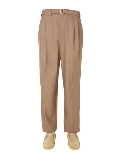 Lemaire Belted Trousers In Brown