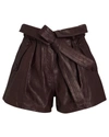 ULLA JOHNSON Othello Tie-Waist Leather Shorts,060057455826