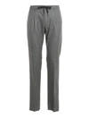 TAGLIATORE DRAWSTRING FASTENING WOOL TROUSERS IN GREY