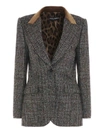 DOLCE & GABBANA PRINCE OF WALES BLAZER IN GREY