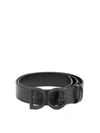 DOLCE & GABBANA DG LOGO RUBBER LEATHER BELT IN BLACK