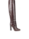 DOLCE & GABBANA PATENT PYTHON LEATHER BOOTS IN BROWN