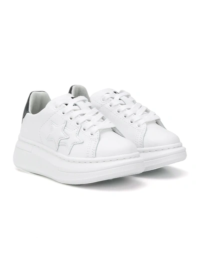2 Star Kids' Double Star Patch Trainers In White